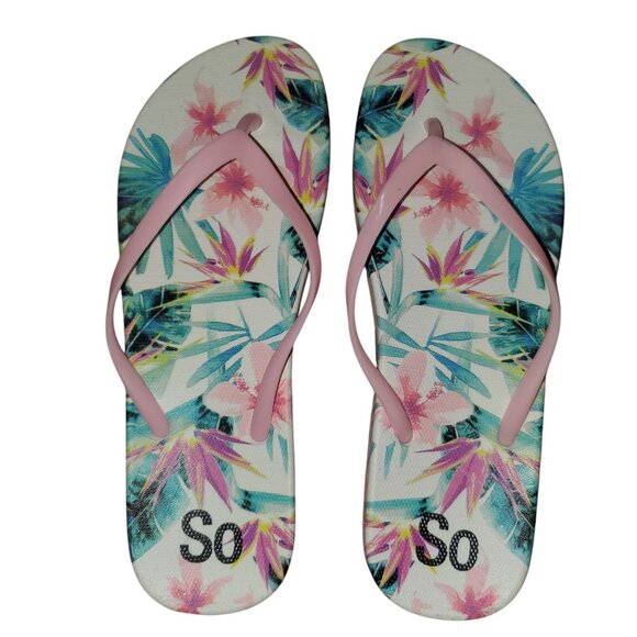 SO Shoes - “So” Women’s Tropical Design Flip-Flops Size Medium 7/8